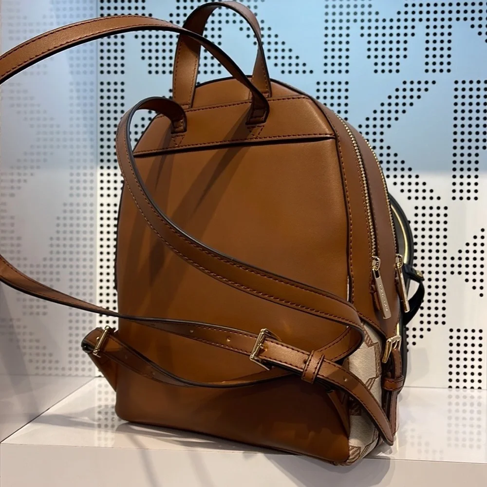 Michael Kors Jaycee Medium Logo Zip Pocket Backpack 35S3G8TB2J LUGGAGE